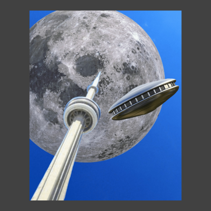 Toronto Cn Tower Under A Full Moon With Flying Saucer Vintage T-Shirt by ekukaevelsy | Artistshot