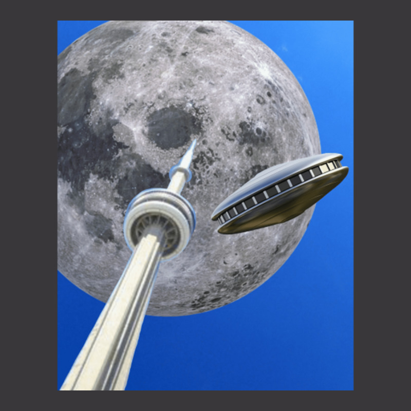 Toronto Cn Tower Under A Full Moon With Flying Saucer Ladies Curvy T-Shirt by ekukaevelsy | Artistshot