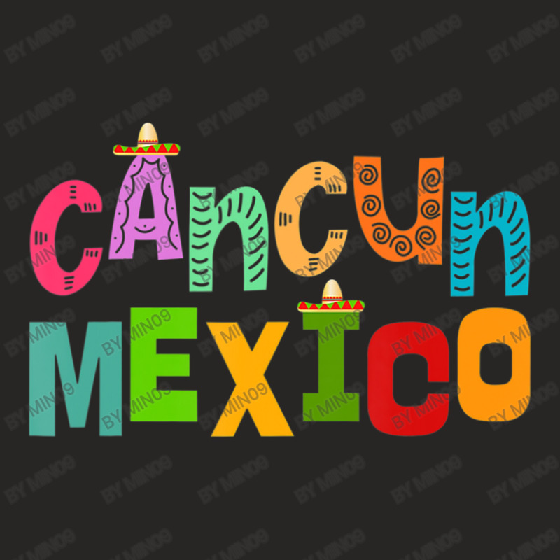 Cancun Mexico Sombrero Colorful Typography Ladies Fitted T-Shirt by Min09 | Artistshot