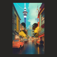 Auckland City Painting 1 Ladies Fitted T-shirt | Artistshot