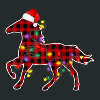 Red Plaid Horse Christmas Pajamas Xmas Lights Women Girl Boy Women's Triblend Scoop T-shirt | Artistshot