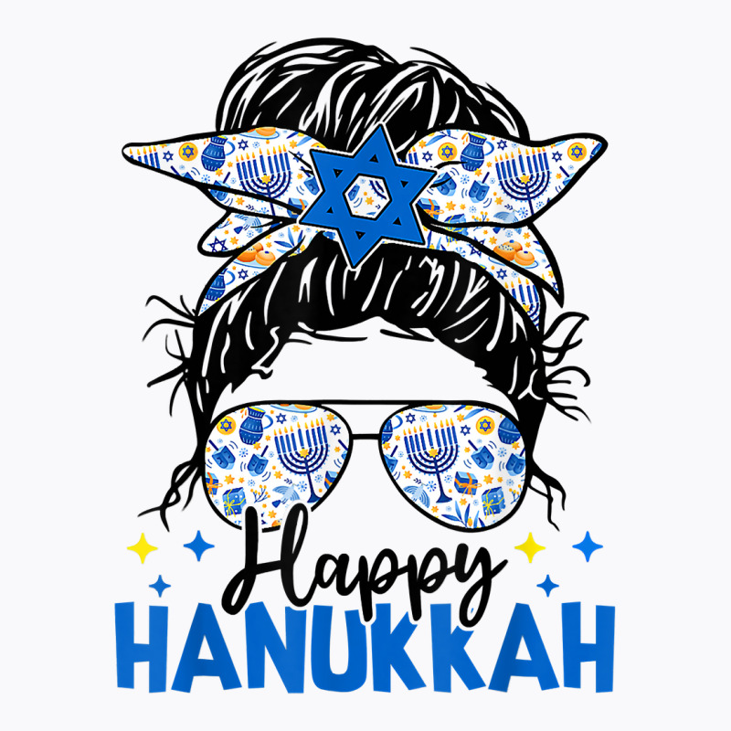 Happy Hanukkah Messy Bun Hair Xmas Jewish Holiday T Shirt T-shirt | Artistshot