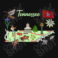 Hand Drawn Illustration Of Tennessee Map With Tourist Destinations, Us Graphic T-shirt | Artistshot