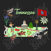 Hand Drawn Illustration Of Tennessee Map With Tourist Destinations, Us 3/4 Sleeve Shirt | Artistshot