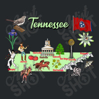 Hand Drawn Illustration Of Tennessee Map With Tourist Destinations, Us Crewneck Sweatshirt | Artistshot