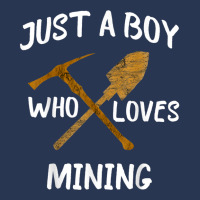 Just A Boy Who Loves Mining Gold Coal Miner Pickaxe Ladies Denim Jacket | Artistshot