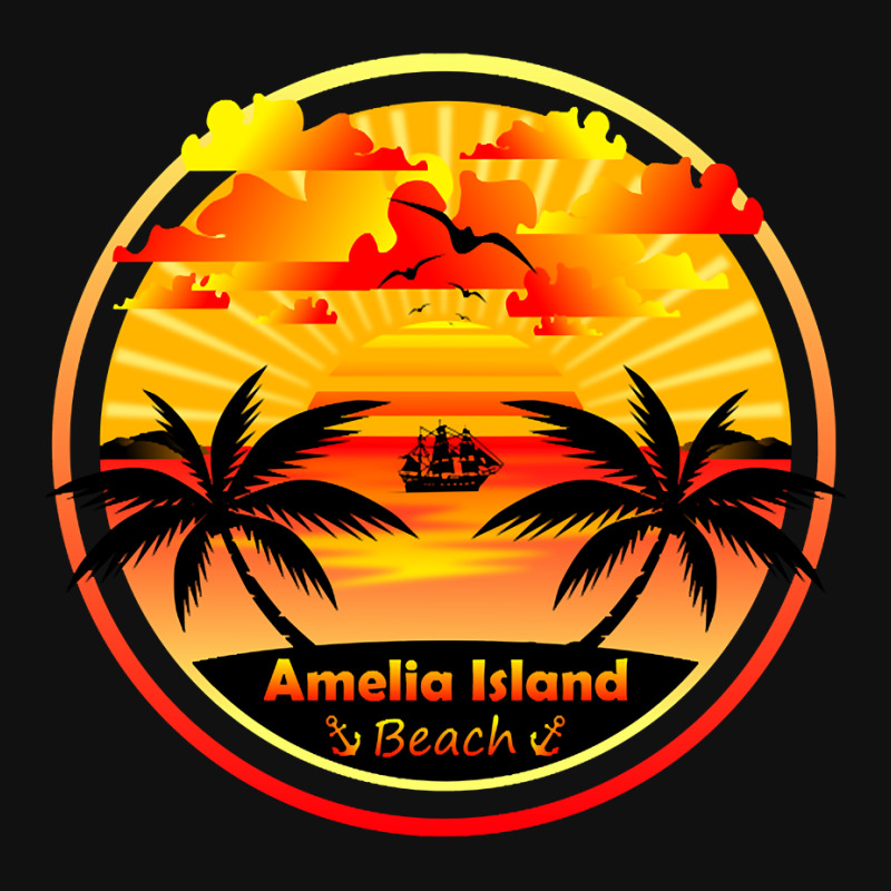 Amelia Island Beach, Palm Trees Sunset, Florida Summer-qz1m6 Graphic T-shirt by declangreenwood | Artistshot