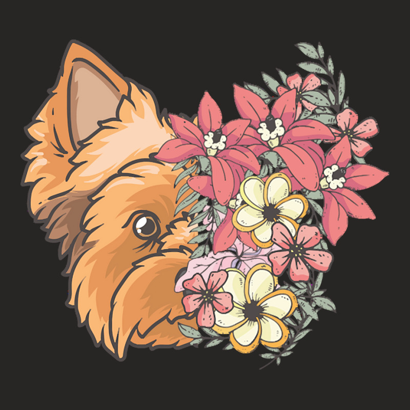 Yorkie T  Shirt Yorkshire Terrier With Flowers T  Shirt Ladies Fitted T-Shirt by catherinechamplin317 | Artistshot