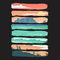 Beach Sunset T  Shirt Summer Sunset Beach Vacation Rocky Cliffs Ocean T-shirt | Artistshot