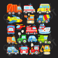 Cars And Trucks With Planes, Helicopter And Boat For Kids T-shirt | Artistshot