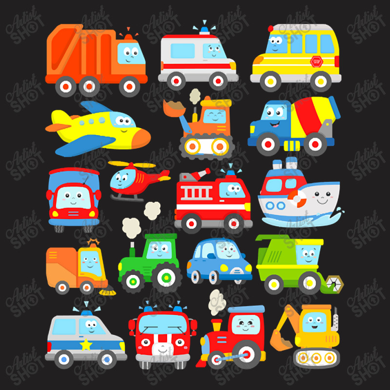 Cars And Trucks With Planes, Helicopter And Boat For Kids T-shirt | Artistshot