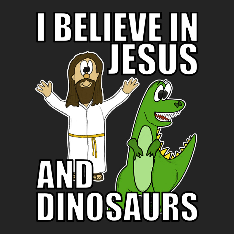 I Believe In Jesus And Dinosaurs Funny Christian Humor 3/4 Sleeve Shirt by greggjvandervor | Artistshot