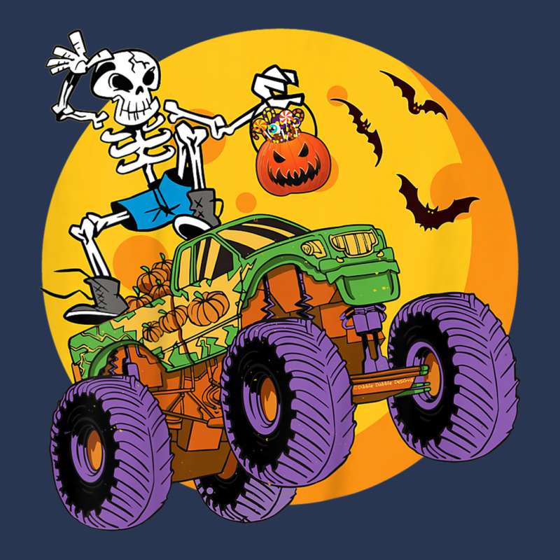 Kids Skeleton Monster Truck Trick Treat Halloween Monster Truck Men Denim Jacket | Artistshot