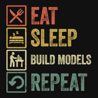 Funny Eat Sleep Build Models Repeat Retro Vintage Landscape Canvas Print | Artistshot