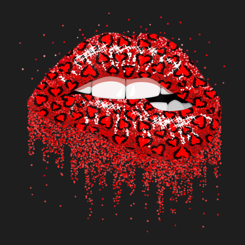 Sexy Red Lip Biting Red Heart Dripping Lips For Kissing Classic T-shirt by rastyrocl | Artistshot