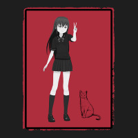 Anime Girl With Cat Classic T-shirt | Artistshot