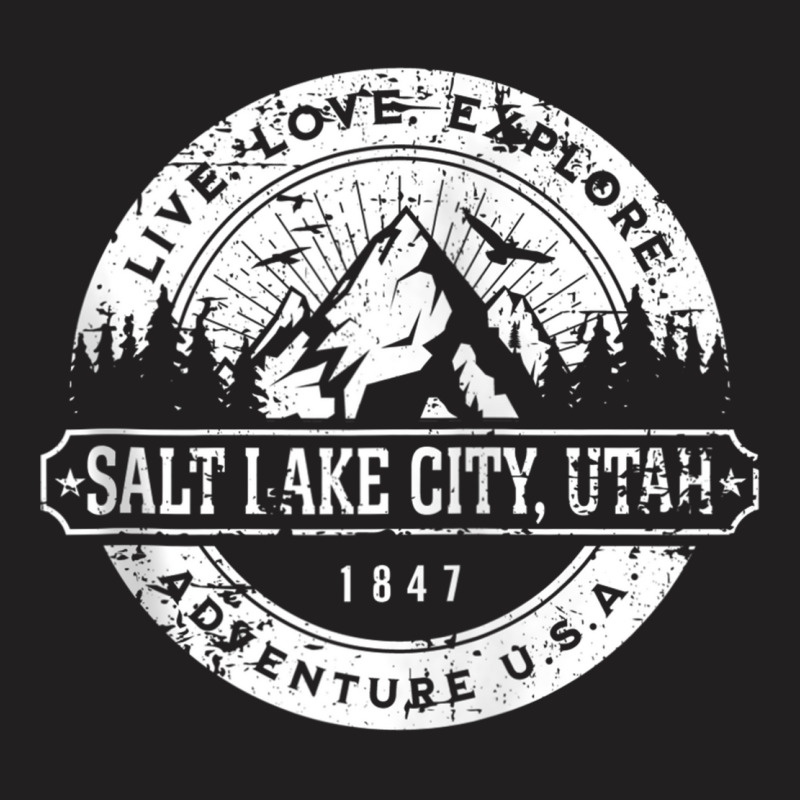 Salt Lake City Utah Usa Distressed Style Adventure Design Zip Hoodie T-shirt | Artistshot