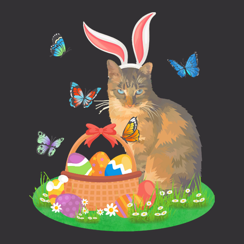 Easter Day T  Shirt Cat With Bunny Ears And Eggs Basket Kids Men Women Vintage Short | Artistshot