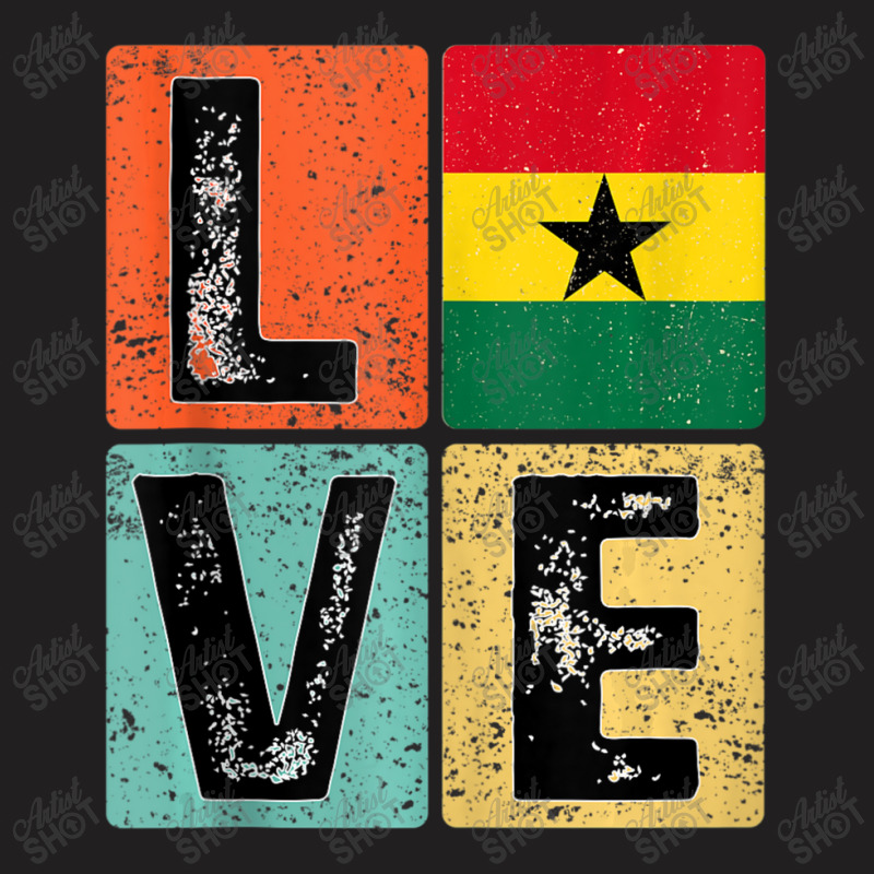 Vintage Retro I Love Ghana Flag For Ghanaian Pride T-shirt | Artistshot