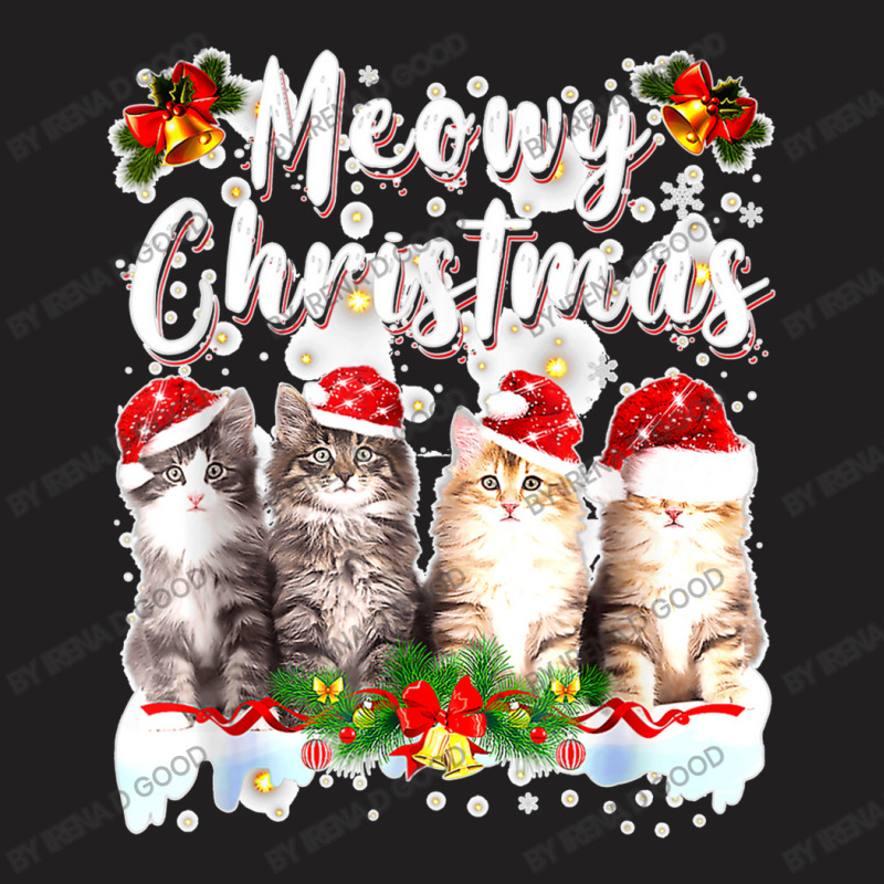 Cat Meowy Family Matching Christmas Pajamas Santa Cats Xmas T-Shirt by Irena D Good | Artistshot