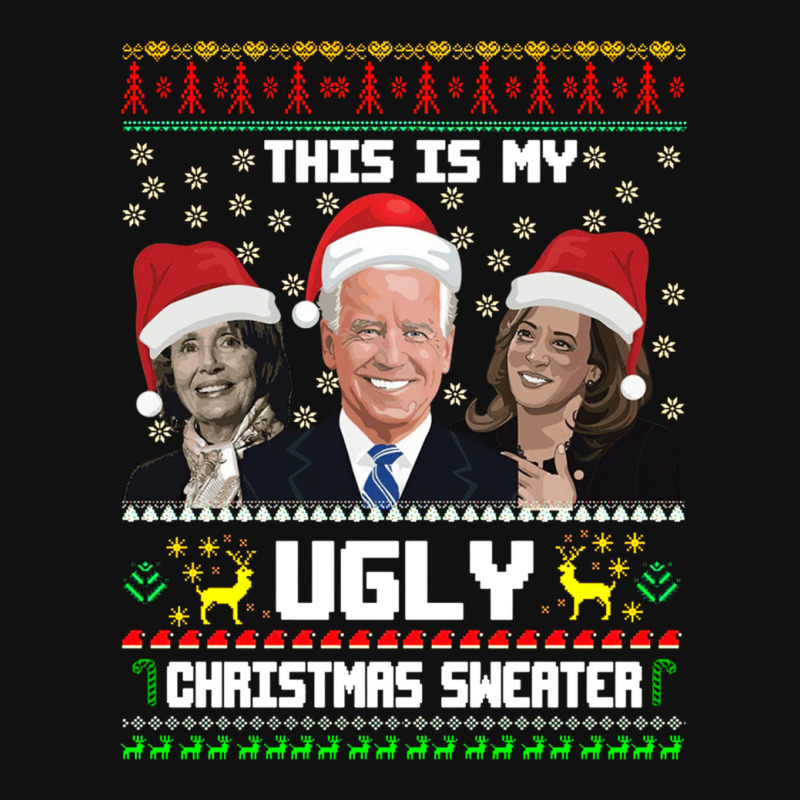 This Is My Ugliest Christmas Sweater Funny Joe Biden Kamala Sweatshirt Landscape Canvas Print | Artistshot