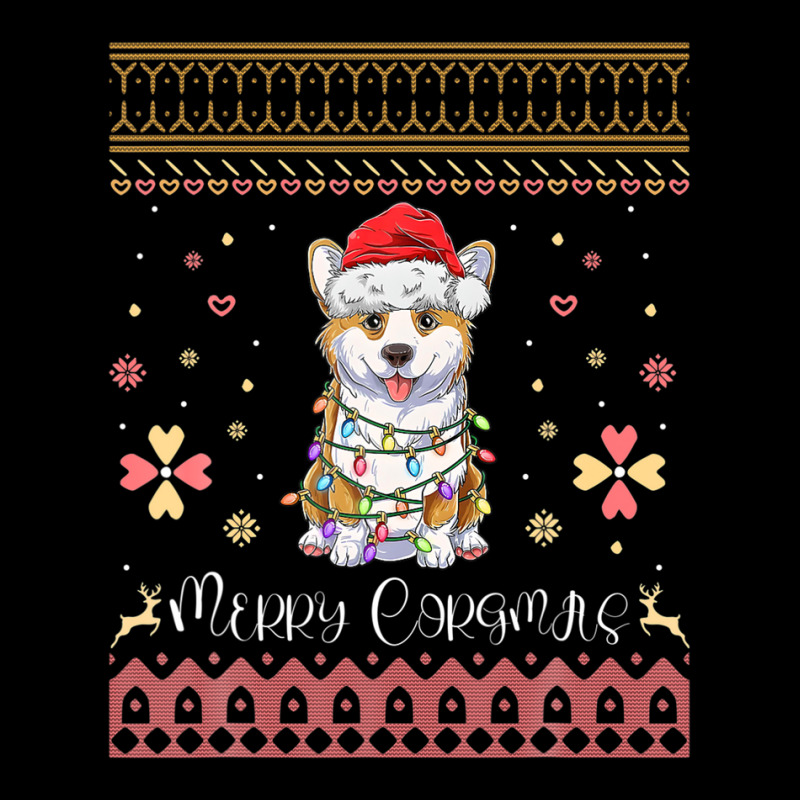 Merry Corgmas Corgi Christmas Tree Lights Happy Holidays Cropped Hoodie by pusadalesyuki | Artistshot