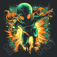 Retro Martian Alien On The Attack With His Ray Gun Crewneck Sweatshirt | Artistshot