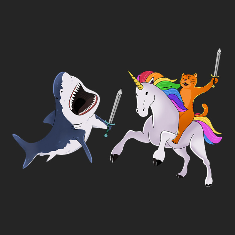 Funny Cat Riding Magical Unicorn Sword Fighting Shark Unisex Hoodie by yumgaugeteuda | Artistshot