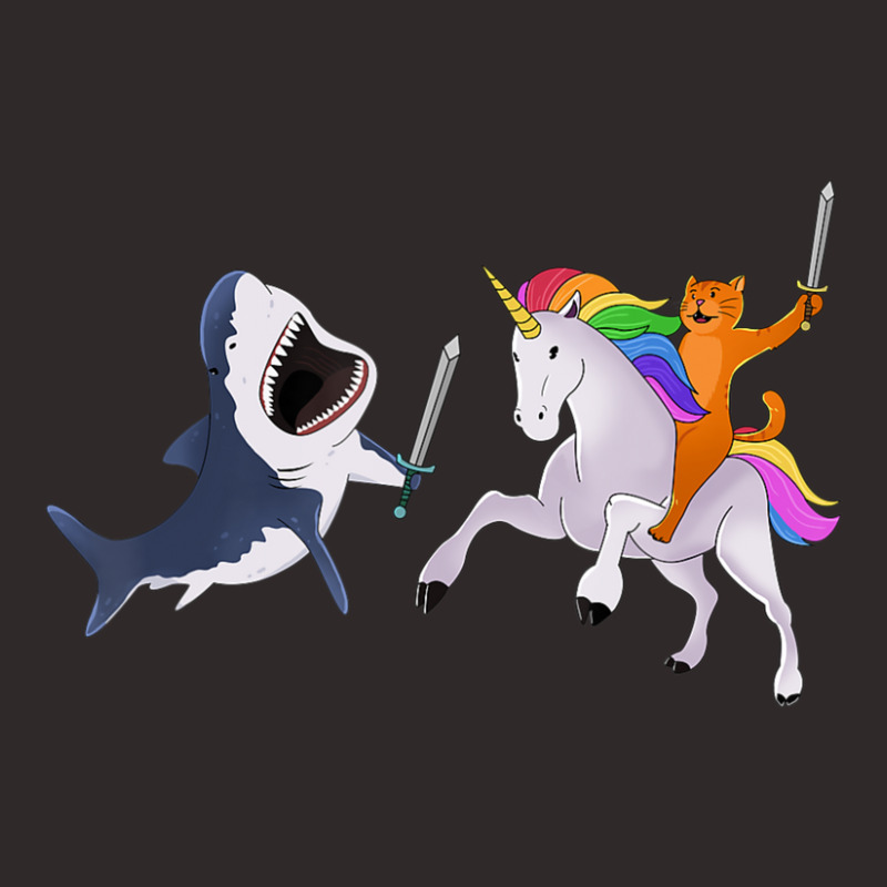 Funny Cat Riding Magical Unicorn Sword Fighting Shark Racerback Tank by yumgaugeteuda | Artistshot