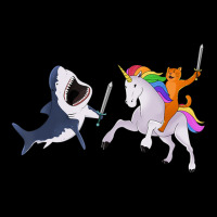 Funny Cat Riding Magical Unicorn Sword Fighting Shark Cropped Hoodie | Artistshot