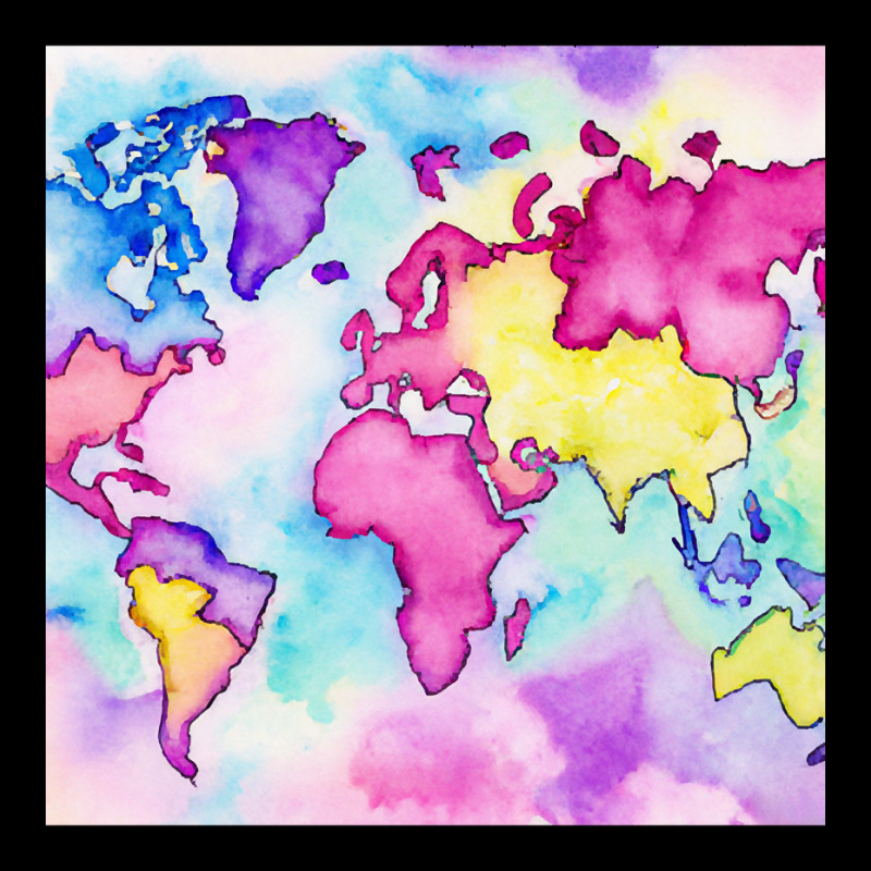 Pastel Watercolors World Map Art Design Pocket T-shirt | Artistshot