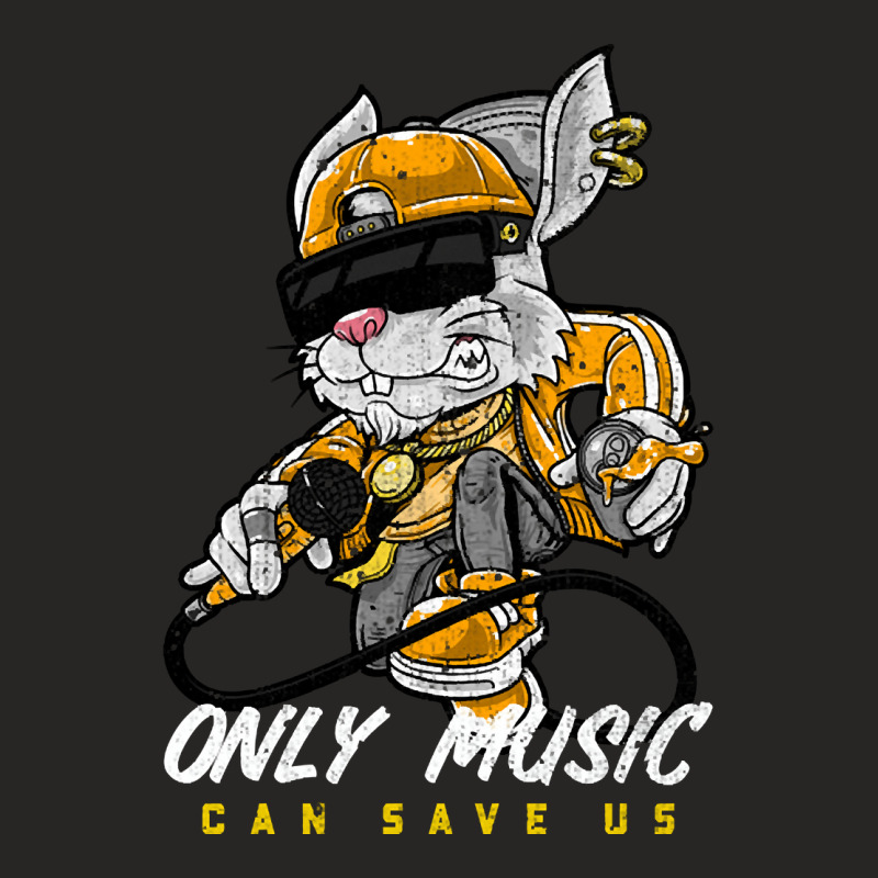 Only Music Can Save Us With Bunny Qtyle Ladies Fitted T-Shirt by declangreenwood | Artistshot