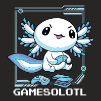 Axolotl Fish Playing Video Game Games-o-lot White Axolotl Lizard Kawai Ladies Fitted T-shirt | Artistshot