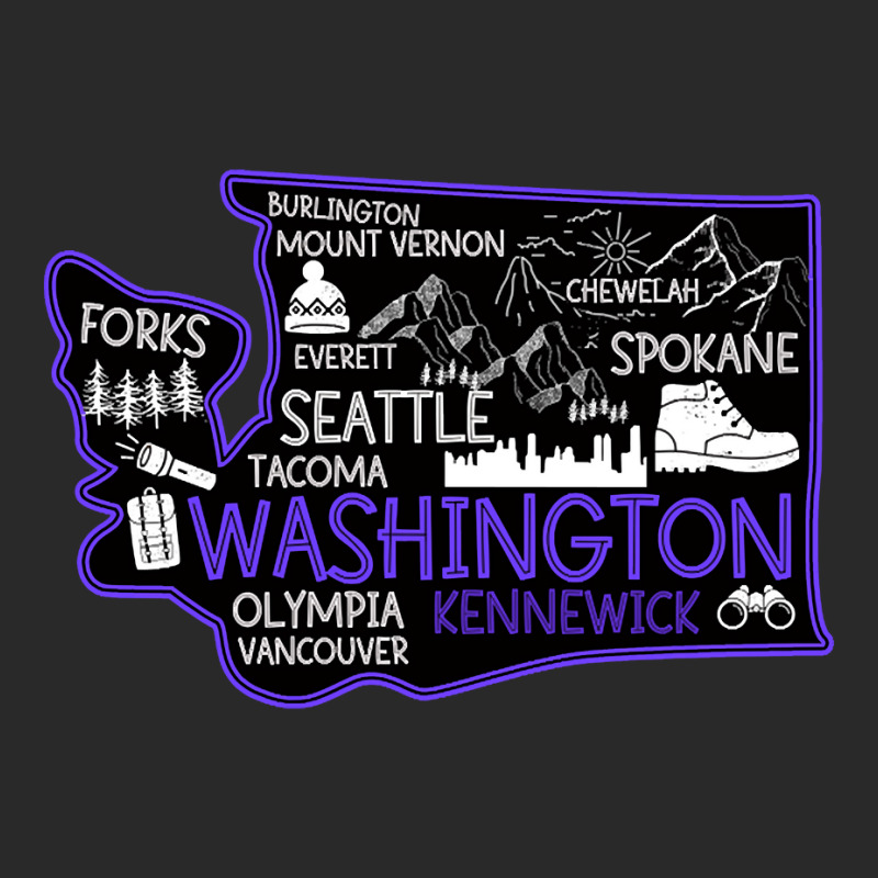 Washington Kennewick Cute Map Tacoma Forks Spokane Printed hat by poppyallen | Artistshot