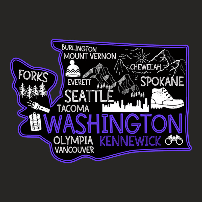 Washington Kennewick Cute Map Tacoma Forks Spokane Ladies Fitted T-Shirt by poppyallen | Artistshot