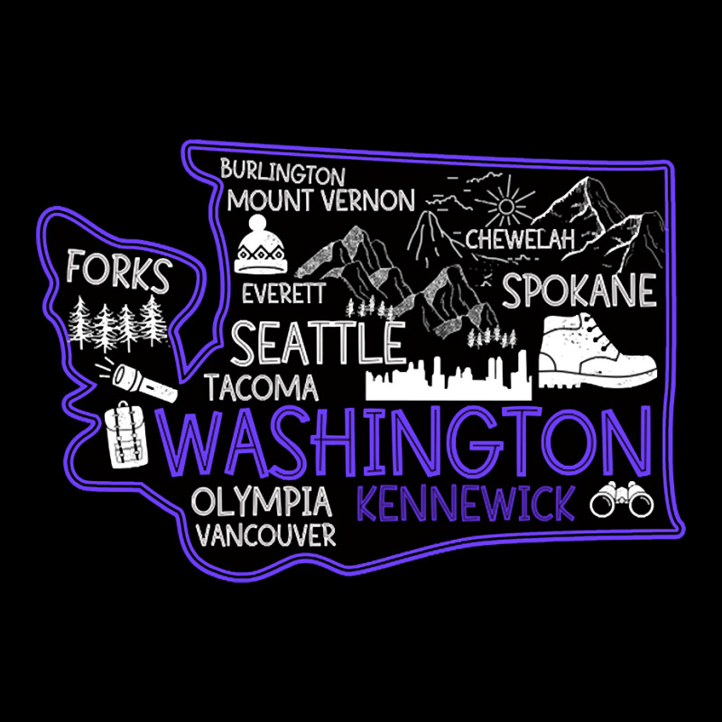 Washington Kennewick Cute Map Tacoma Forks Spokane Cropped Hoodie by poppyallen | Artistshot