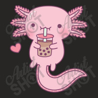 Cute Axolotl Drinking Bubble Tea Ladies Fitted T-shirt | Artistshot