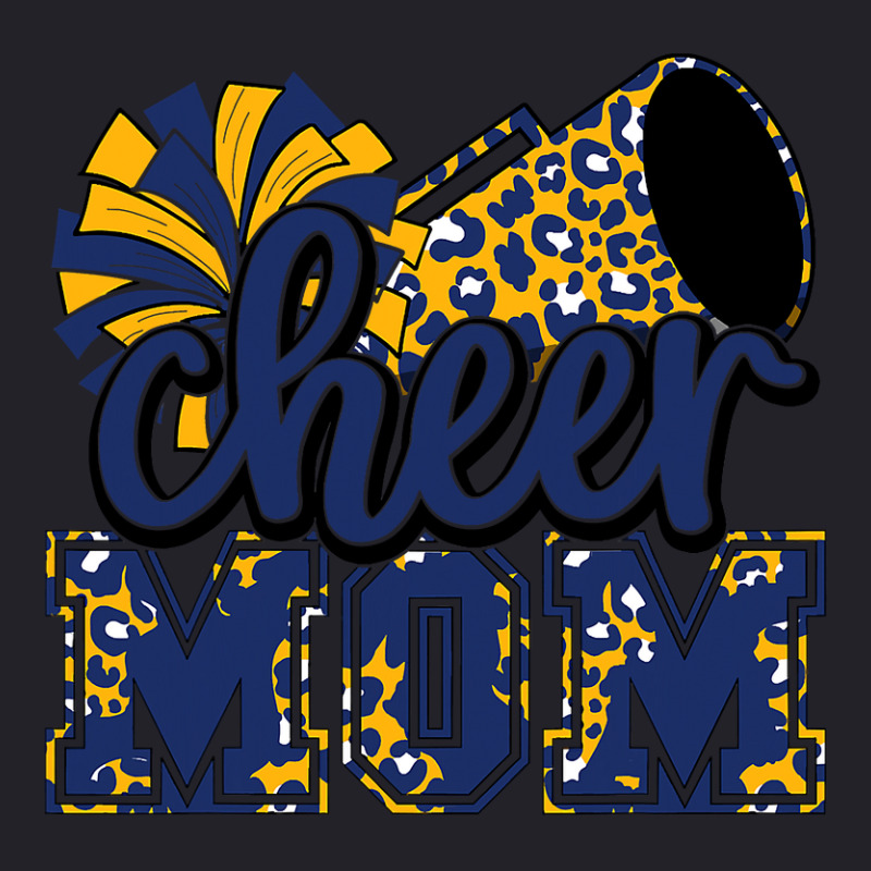 Cheer Mom Navy Leopard Cheer Poms   Megaphone Unisex Sherpa-Lined Denim Jacket by AlejandroArtist | Artistshot