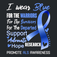 I Wear Blue For Als Awareness Support Als Warrior Gifts Crewneck Sweatshirt | Artistshot