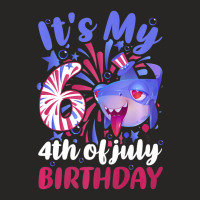 It's My 6th Birthday 4th Of July Family Shark Ladies Fitted T-shirt | Artistshot