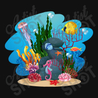 Undersea Life Coral Reef With Fish And Water Plants  Cartoon Landscape Portrait Canvas Print | Artistshot