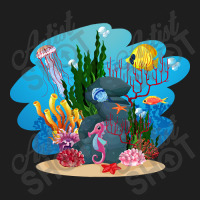 Undersea Life Coral Reef With Fish And Water Plants  Cartoon Landscape Classic T-shirt | Artistshot