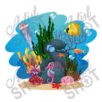 Undersea Life Coral Reef With Fish And Water Plants  Cartoon Landscape Sticker | Artistshot