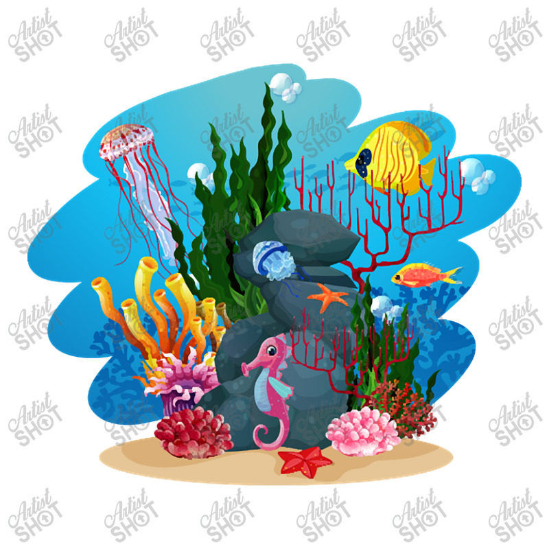 Undersea Life Coral Reef With Fish And Water Plants  Cartoon Landscape Sticker | Artistshot