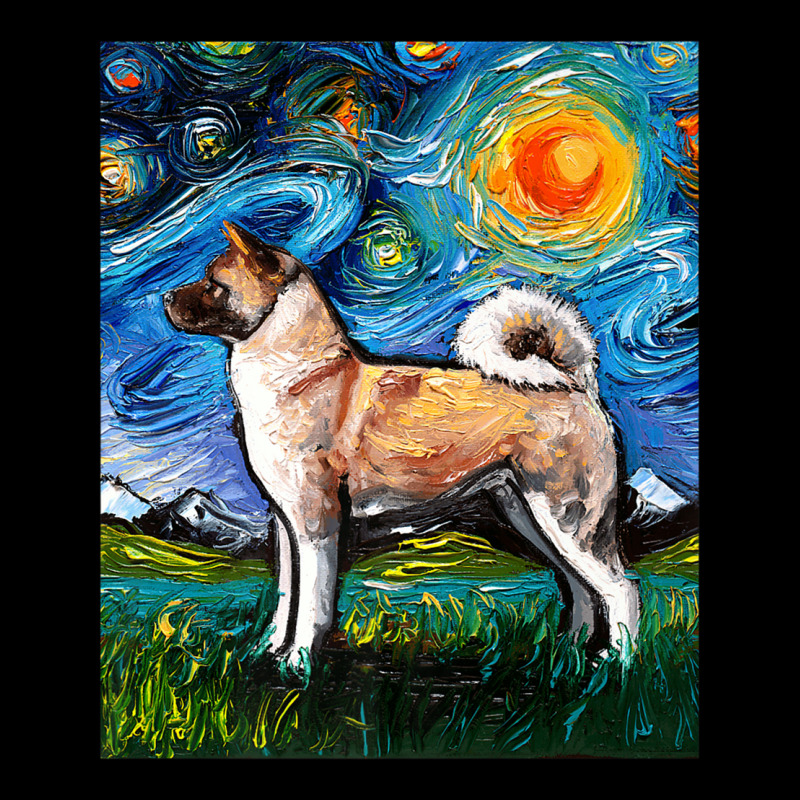 Akita Inu Starry Night Impressionist Dog Art By Aja Premium T Shirt Metal Print Vertical | Artistshot