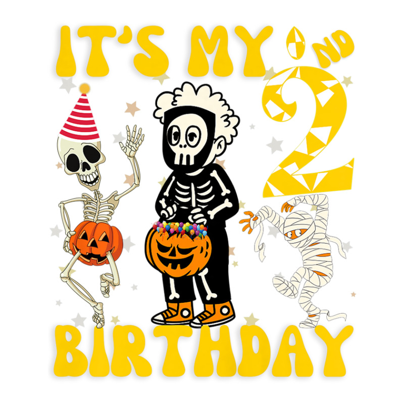 Kids It's My 2nd Birthday Boy Funny Skeleton Pumpkin Halloween V-neck Tee | Artistshot