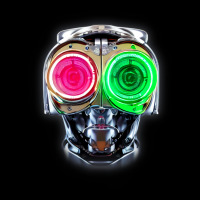 Futuristic Robot With Neon Eyes Adjustable Cap | Artistshot