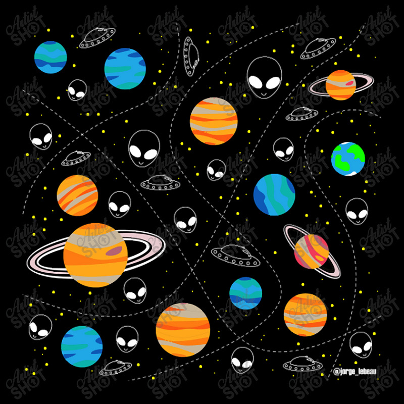 Aliens And Planets A Vector Pattern Wallpaper Ecopop V-neck Tee | Artistshot