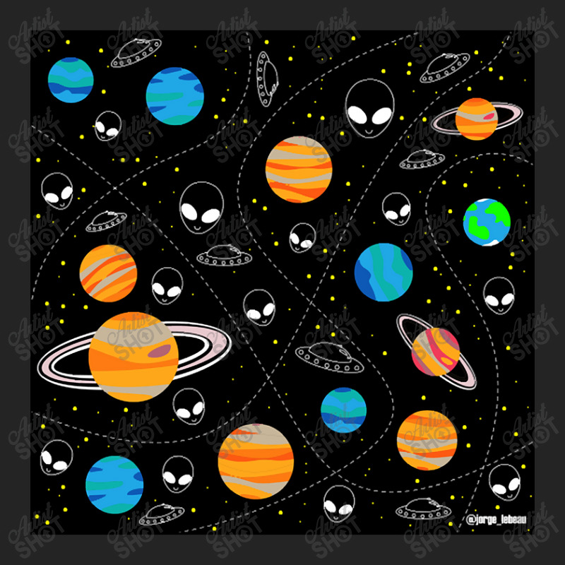 Aliens And Planets A Vector Pattern Wallpaper Ecopop 3/4 Sleeve Shirt | Artistshot