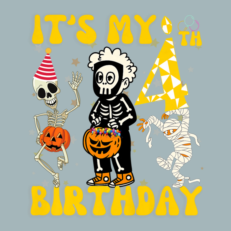 Kids It's My 4th Birthday Boy Funny Skeleton Pumpkin Halloween Unisex Sherpa-lined Denim Jacket | Artistshot